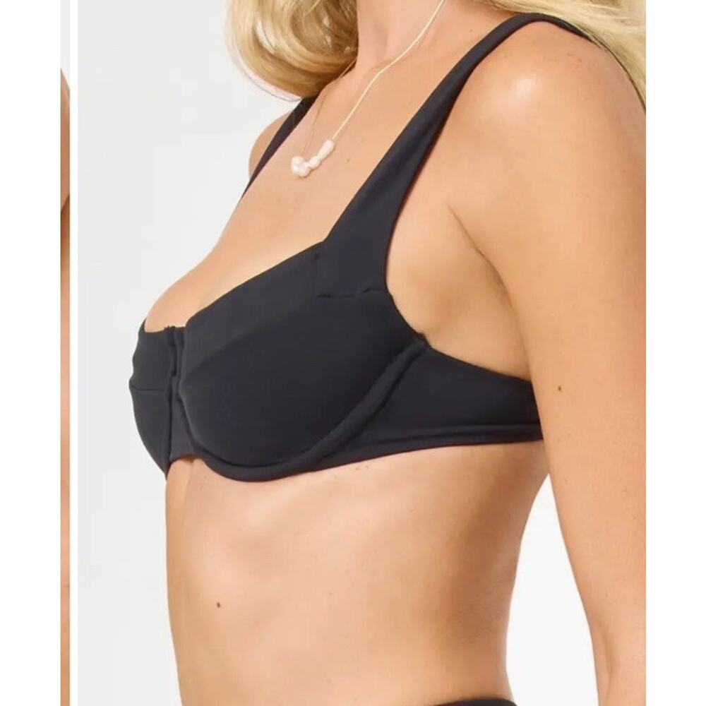 NWT L*Space Coast to Coast Top Underwire Black Bikini Top - Size S Lspace Tie